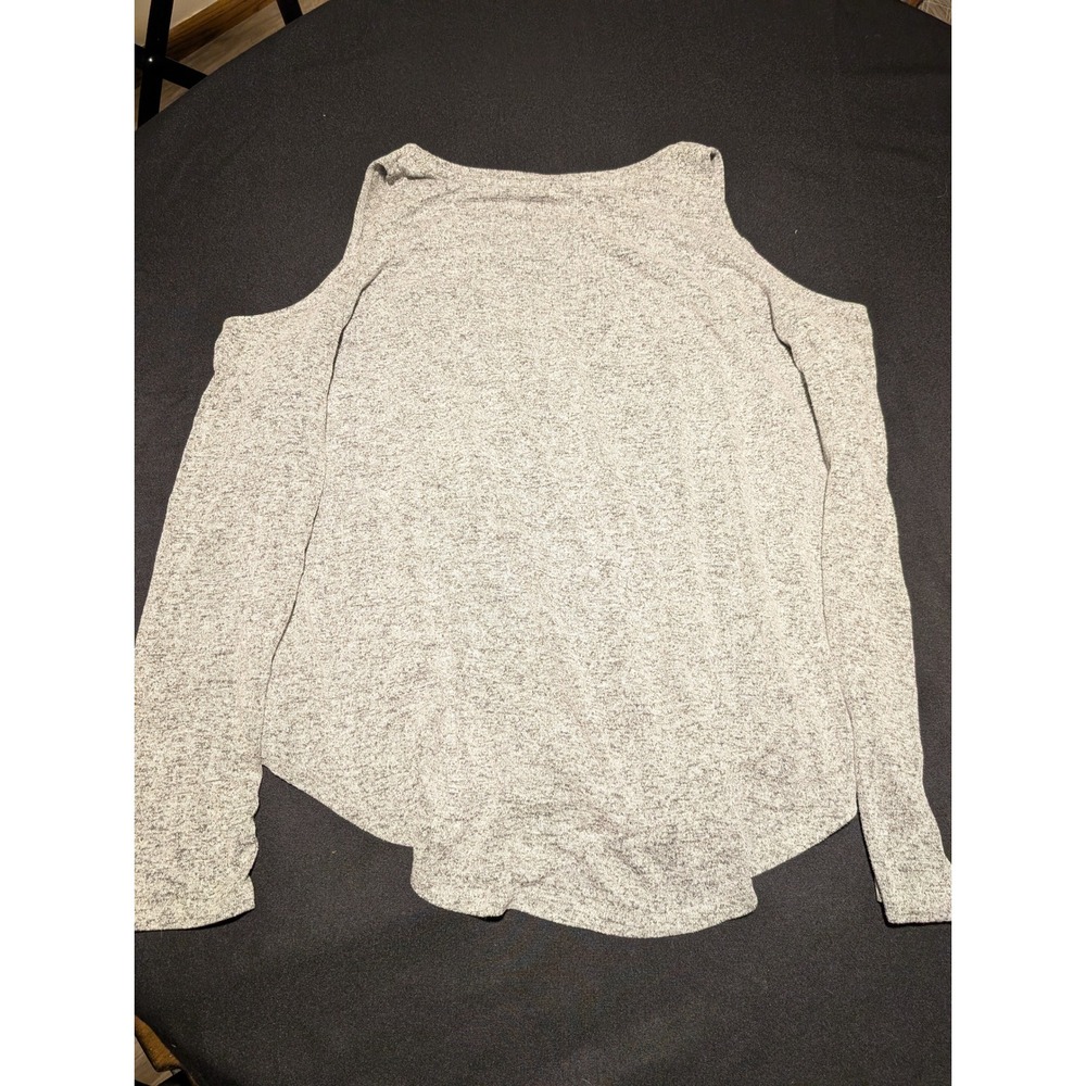 Old Navy Womens XL Gray Marl Cold Shoulder Long Sleeve Knit Top High Low Hem